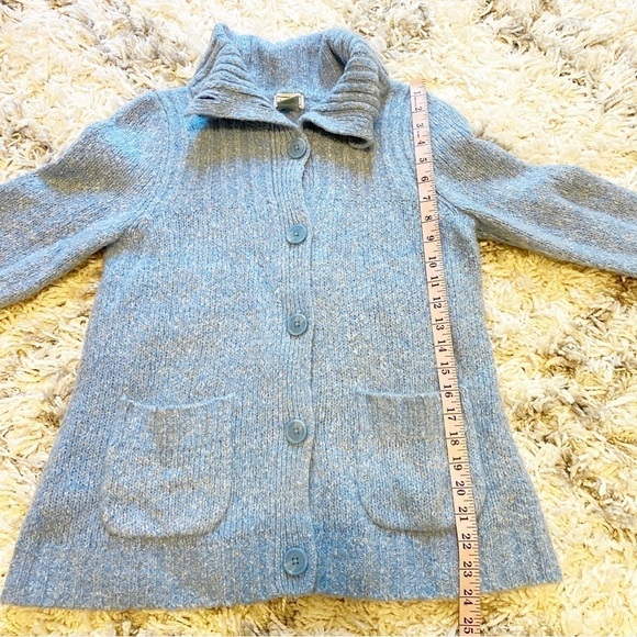 L.L. Bean | Wool Blend Blue Knit Cardigan Sweater Size Medium - Picture 6 of 7